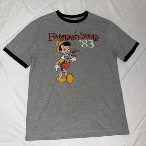 Disney Parks Exclusive Fantasyland Pinocchio Adult T-Shirt Size M Gray